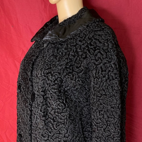 Vintage 1950’s The White House Curly Persian Lambs Wool Swing Coat Medium - Picture 4 of 12